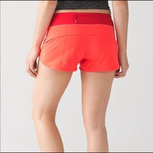 Lululemon Speed Short bright red and orange